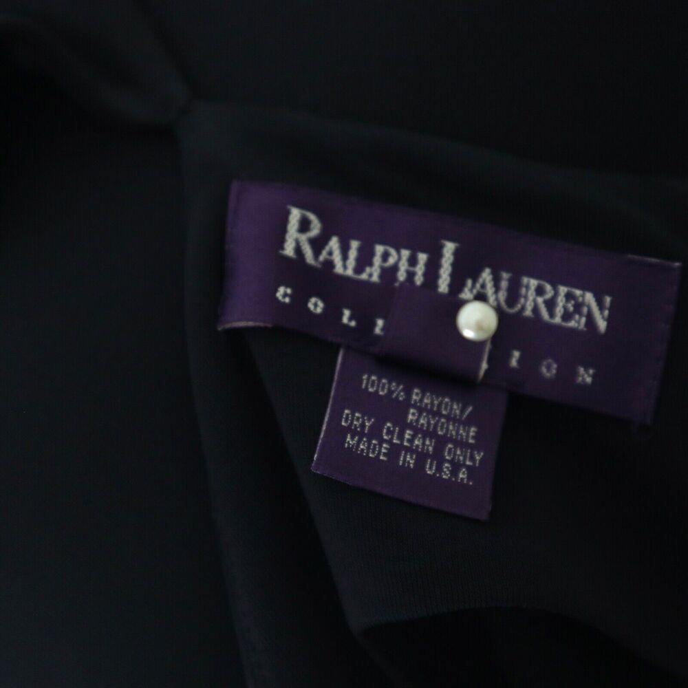 Vintage 1990s Ralph Lauren Collection Size 4 Rayon Jersey Maxi Navy Blue - Picture 11 of 12